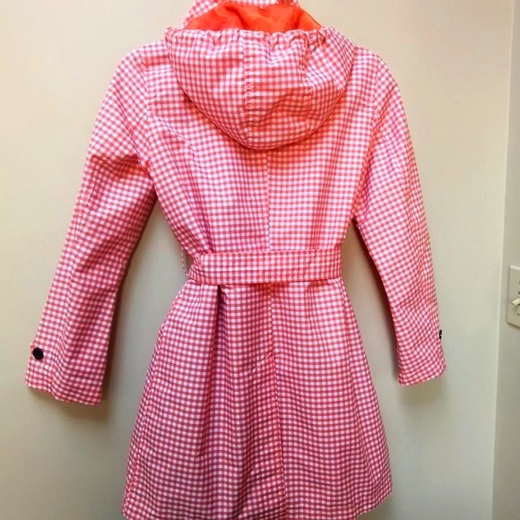 🌻 Lands' End Orange Plaid Rain Coat - Picture 4 of 10